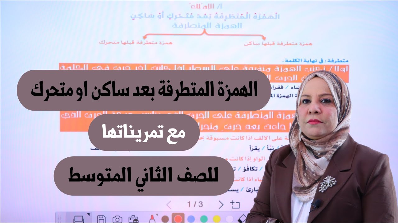 الهمزة المتطرفة بعد ساكن او متحرك مع تمريناتها للصف الثاني المتوسط
