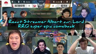 Reaction Streamer ~ Mereka kagum 'Albert curi Lord, bikin RRQ Super Epic comeback || RRQ vs BTR G2