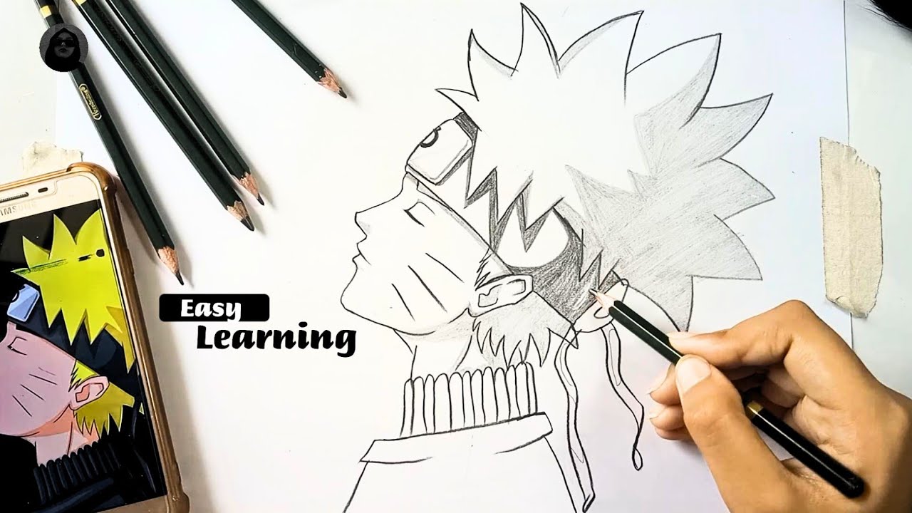 How to draw Naruto Uzumaki (Naruto anime) - Sketchok easy drawing guides