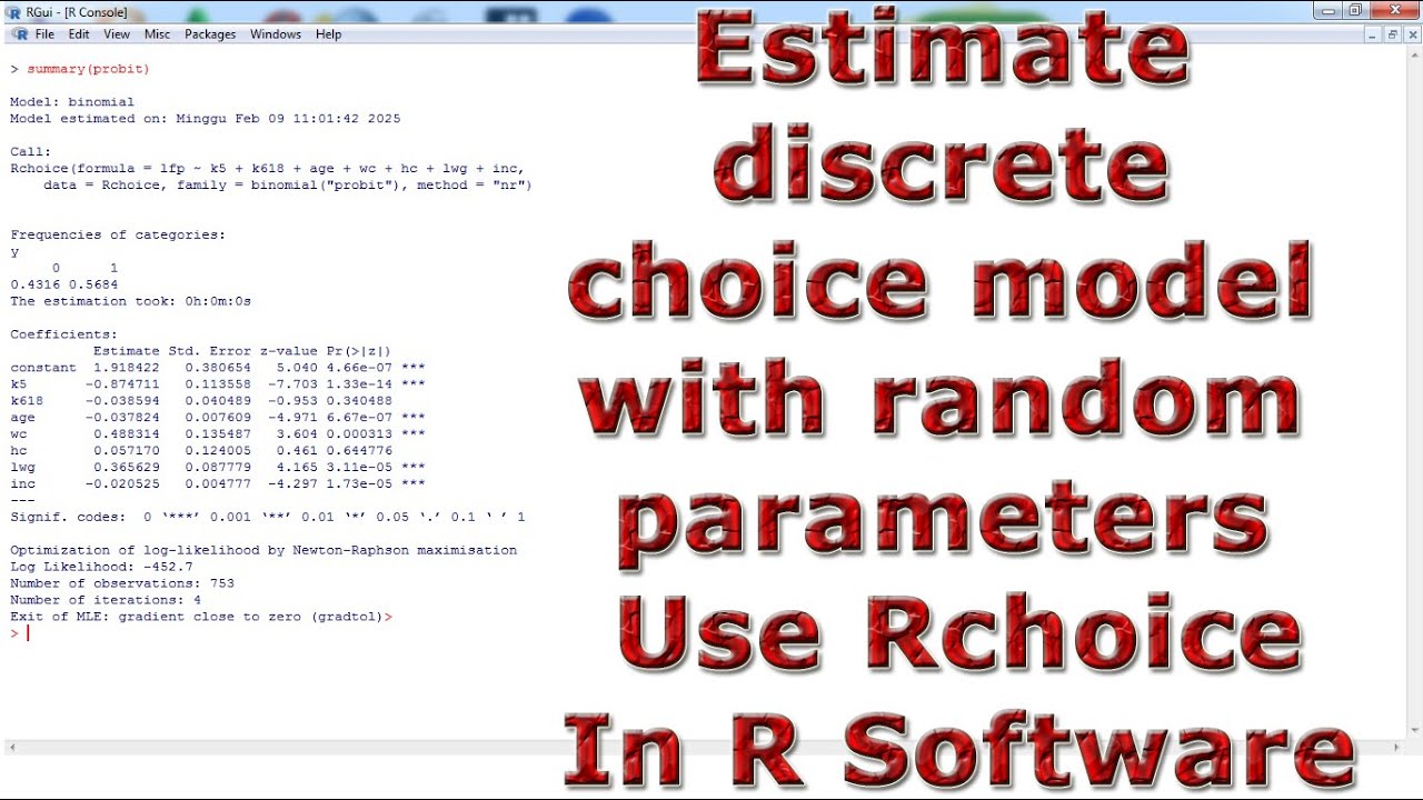 Estimate discrete choice model with random parameters Use Rchoice With (In) R Software