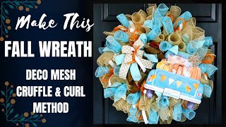 Easy DECO MESH CRUFFLE AND CURLS WREATH BASE | DIY Fall Wreath | How To Make A Wreath Tutorial