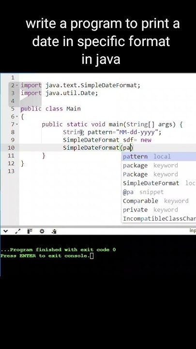 write a program to print date in specific format in Java #java # ...