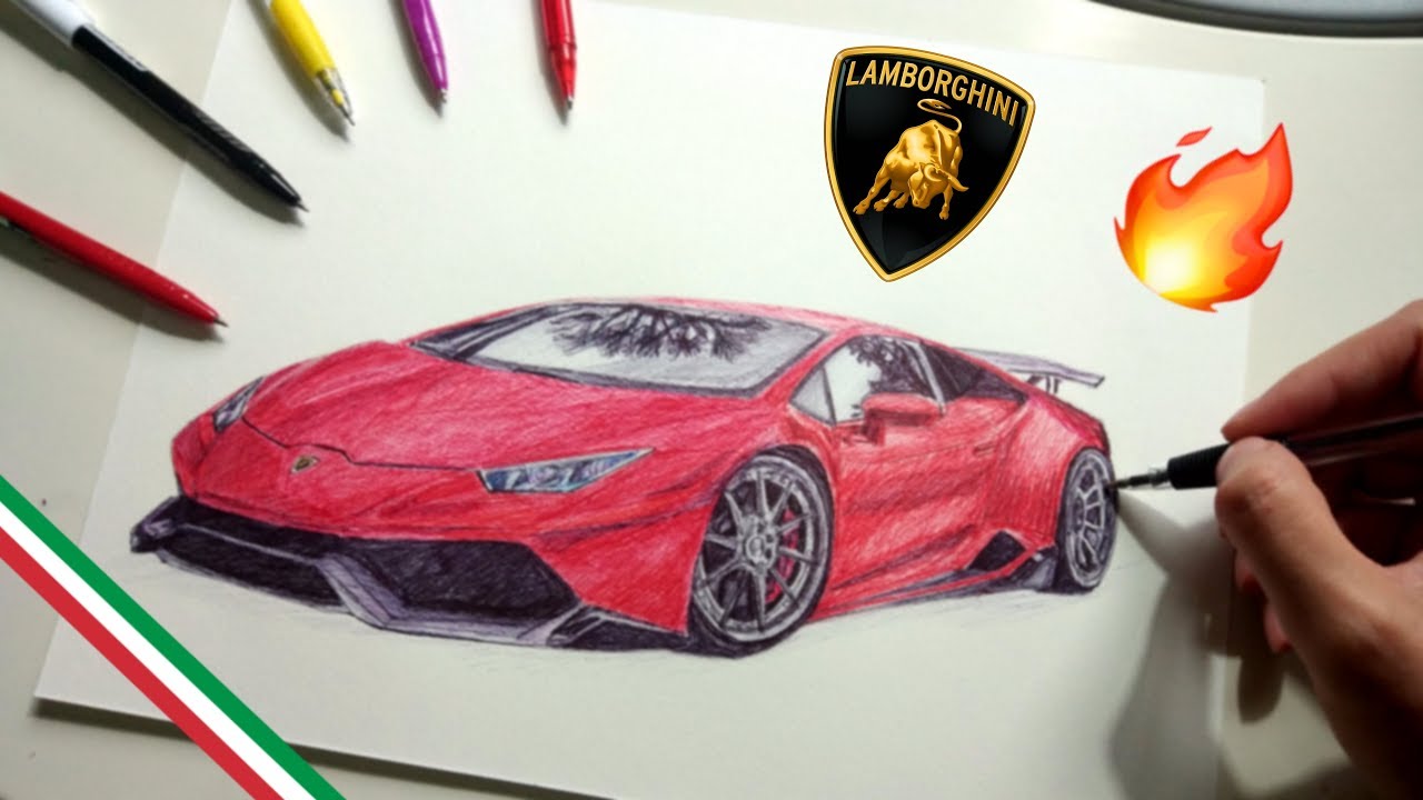 Drawing Lamborghini Huracan With Ballpoint Pen