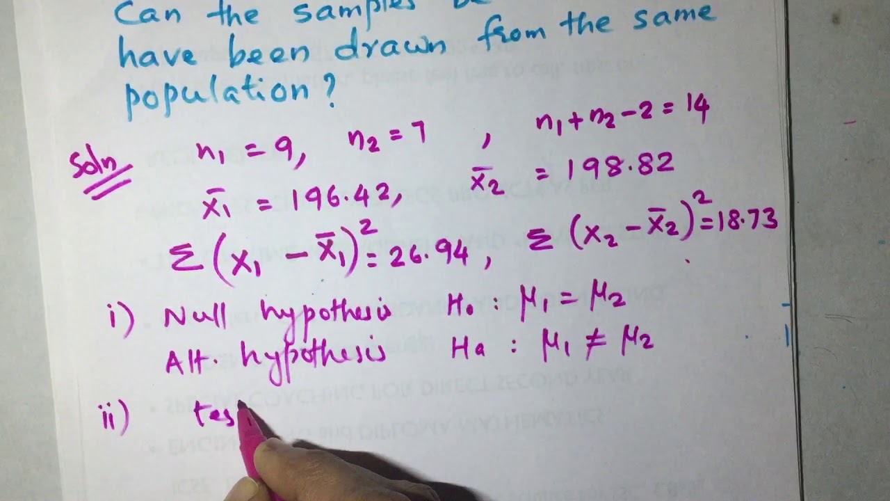 Testing hypothesis of means- small samples - YouTube