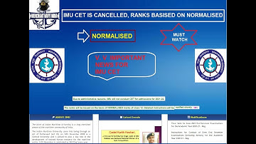 IMU CET -2021 CANCELLED or NORMALIZATION METHOD BASED RANKS