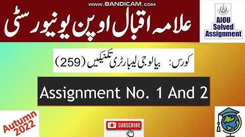 AIOU Code 259 Solved Assignment No.1 & 2 Autumn 2022 | Subject: Lab Techn in Biology | Level: Matric