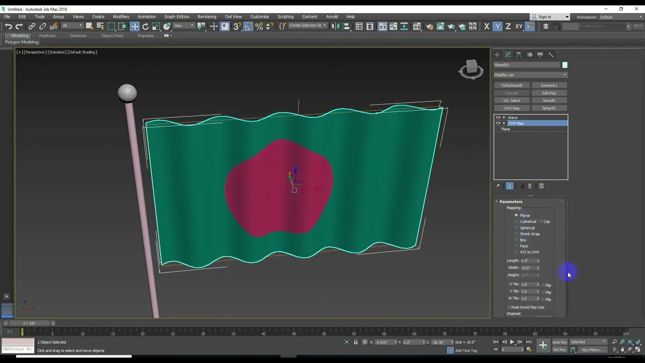 BD Flag animation in 3Ds Max