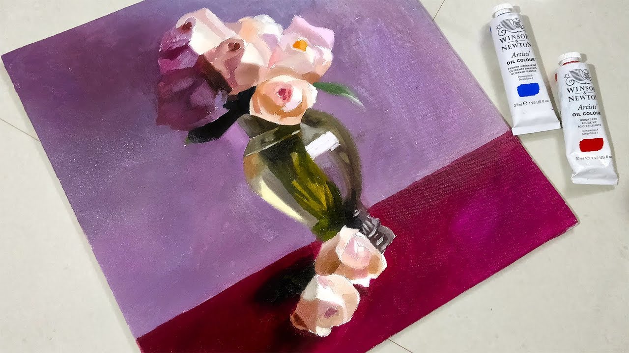Flower vase -- Oil painting timelapse - YouTube