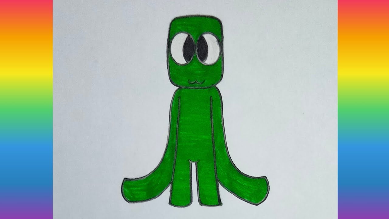 HOW TO DRAW GREEN from ROBLOX RAINBOW FRIENDS  como dibujar a green de roblox  rainbow friends 