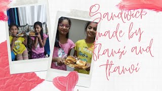 Simple sandwich  making by twins||Thansi and thanvi||funny twins