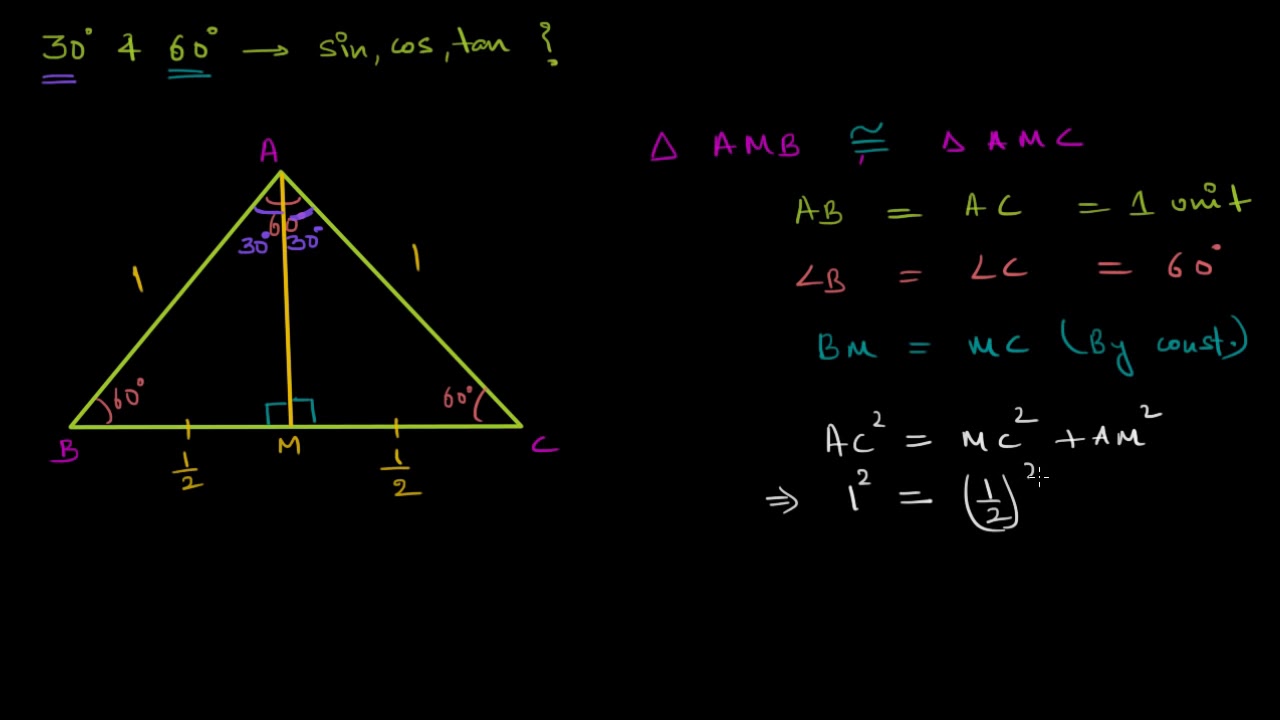 Trigonometric Ratios Of 30 And 60 Degrees Hindi Youtube