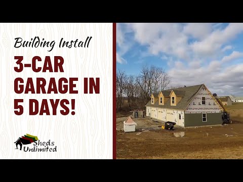 Prefab Three Car Garage Build by Sheds Unlimited