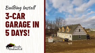 Prefab Three Car Garage Build by Sheds Unlimited