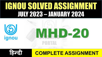 MHD 20 Solved Assignment 2023-24 || mhd-20 solved assignment In Hindi || July 2023 to Jan 2024
