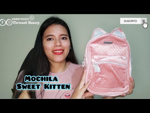 flotador Anotar Laboratorio Reseña Mochila Sweet Kitten #esika - YouTube