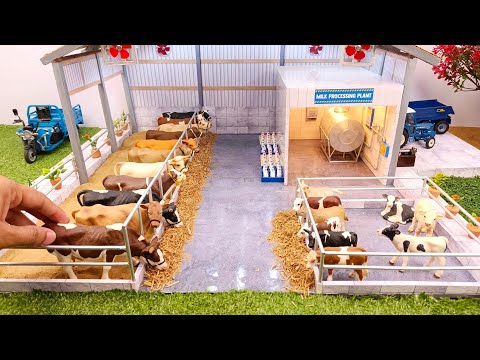 Cow Milking Farm & Calf Diorama | Realistic Miniature Dairy Farm