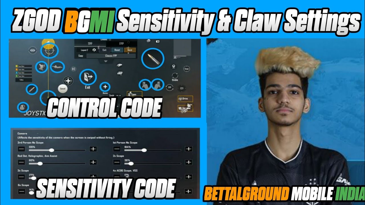 BGMI ZGOD New Sensitivity & Control Setting code | ZGOD sensitivity & Claw