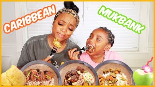 HUGE CARIBBEAN MUKBANG WITH OXTAILS, CURRY GOAT, JERK CHICKEN AND MORE! | Ellarie