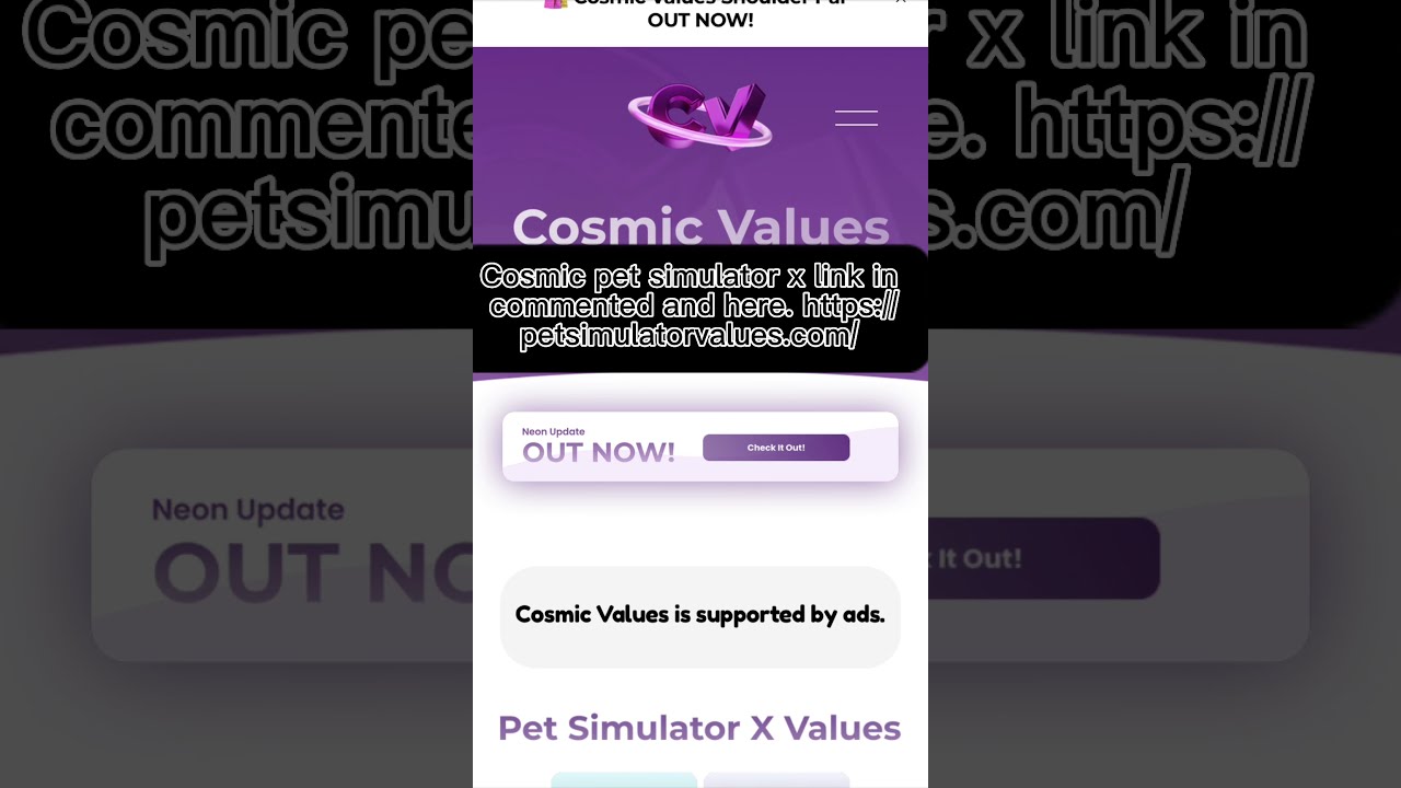 Cosmic values Pet simulator x link 