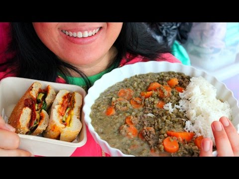 ASMR mungo bean stew Ginisang Munggo & bagel Binaural Sounds