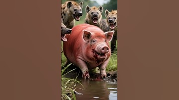 Lost Pig Meets Hungry Hyenas and the Ending... #anime #wildlife #pig #hyena #ai