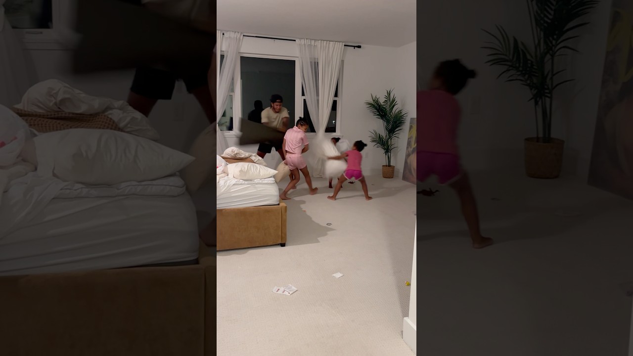 Mom catches dad and daughters having a pillow fight and Mom does this 