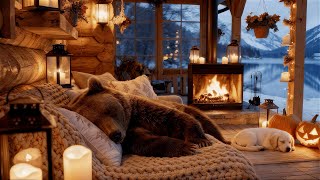 Cozy Winter Cabin Ambience – 10h Fireplace 🔥 & Rain 🌧 Sleep Study Relax (4K, No Music) 😴 | ASMR✨