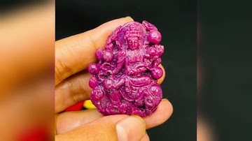 Tượng Đá Ruby Thiên Nhiên Tạc Phật Phổ Hiền Bồ Tát. Tượng Cao 48mm ngang 35 mm