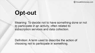 Opt-out Meaning