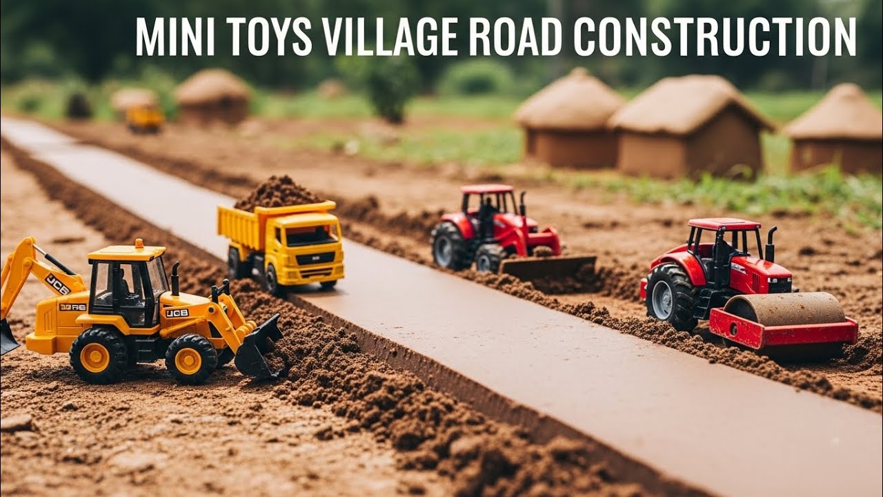 Huge Mini Road Construction in Village | Mini Village Road Construction | Mini Toy JCB Truck Tractor