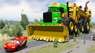 Giant EXCAVATOR McQueen Truck Eater VS Cars Lightning McQueen Escape Monster Beamng.Drive screenshot 3