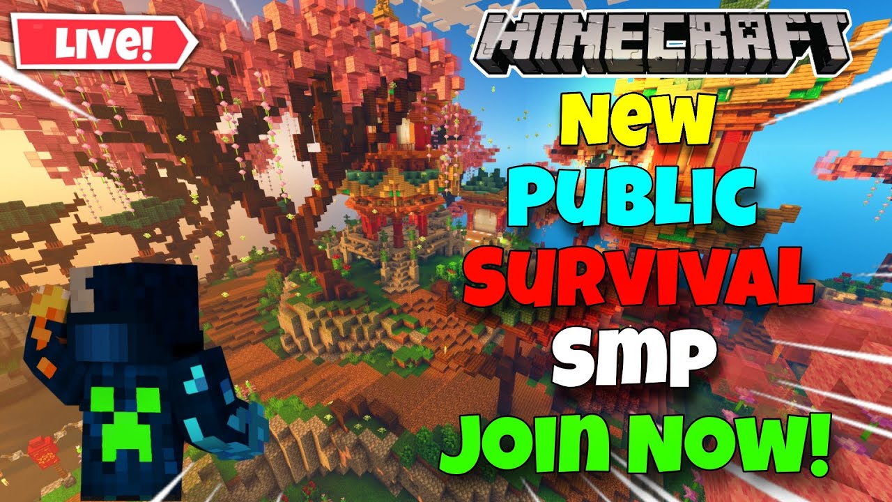 MINECRAFT NEW PUBLIC SURVIVAL SMP LIVE STREAM || PE + JAVA || JOIN NOW ...