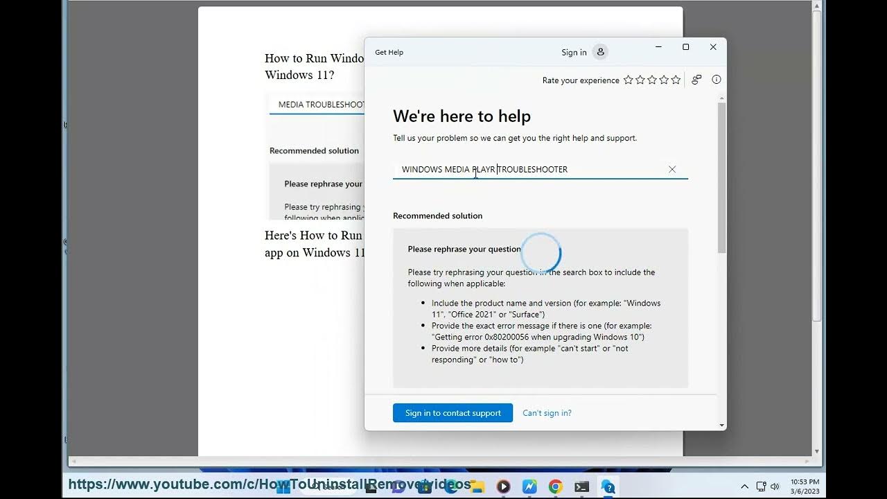 Run Windows Media Player Troubleshooter in Get Help app on Windows 11