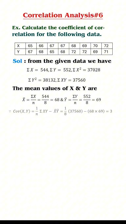 Correlation Analysis-6||Karl Pearsons correlation coefficient||Example ...