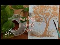 Painting using tea  art experiments satisfying and relaxing art