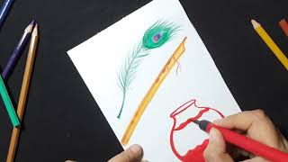 Drawing |  HOW TO MAKE  JANMASHTAMI GREETING CARD | JANMASHTAMI GREETING CARD