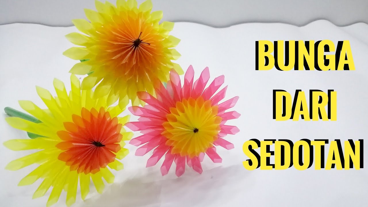  Cara  Membuat  Bunga  Matahari Dari  Sedotan  YouTube