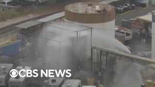 Explosion fears remain, but crack in California chemical tank is positive sign
