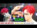 EXO SUHO RED COLOR DYE / BLEACH HAIR & HAIR CUT !!이충훈 가발