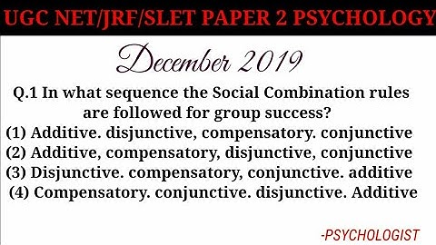Q1- IN DEPTH - UGC NET/JRF Paper 2 (PSYCHOLOGY) | Dec 2019