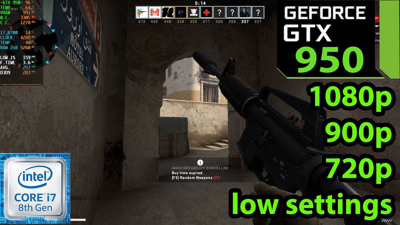 GTX 950 | CS: GO - 1080p - 900p - 720p - Low Settings