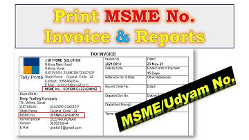 Udyam/MSME No. Print in Invoice & Reports | Company, Buyer & Supplier Udyam/MSME No. in Tally Prime