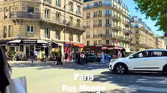 Paris city walks  Rue Monge  Paris, France 4K
