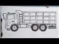 Cara mudah menggambar mobil truk Hino pakai bak | Tutorial Indonesia