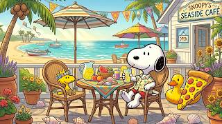 Snoopy's Seaside Café Jazz 🎷🍹 Relaxing Ocean View 🌊 Gentle Summer Jazz for Study, Work