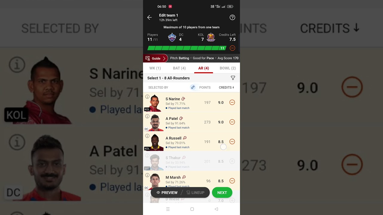 DC Vs KOL GL Teem IPL Match