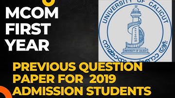 Calicut university |MCOM FIRST SEMESTER PREVIOUS QUESTION PAPER ANALYSIS WITH ANSWERS 2019 ADMISSION