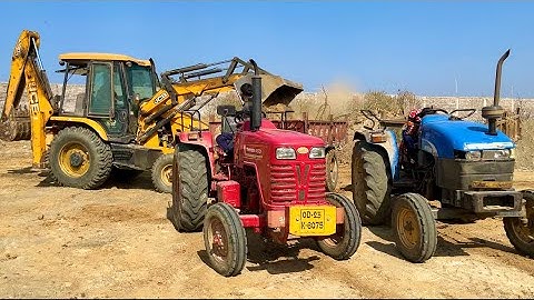 Mahindra 415 DI and Newholland 4010 Tractors Fully Loaded Mud With Jcb 3dx Backhoe Machine | JCB
