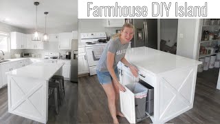DIY FARMHOUSE KITCHEN ISLAND WITH PULL OUT TRASH | EXTREME KITCHEN MAKEOVER | MY DREAM KITCHEN!!!