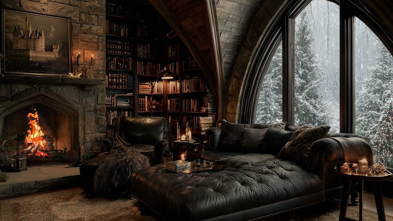 Snowstorm Train Ride | Cozy Piano Ambience Inside a Warm Cabin While Winter Winds Roar Outside